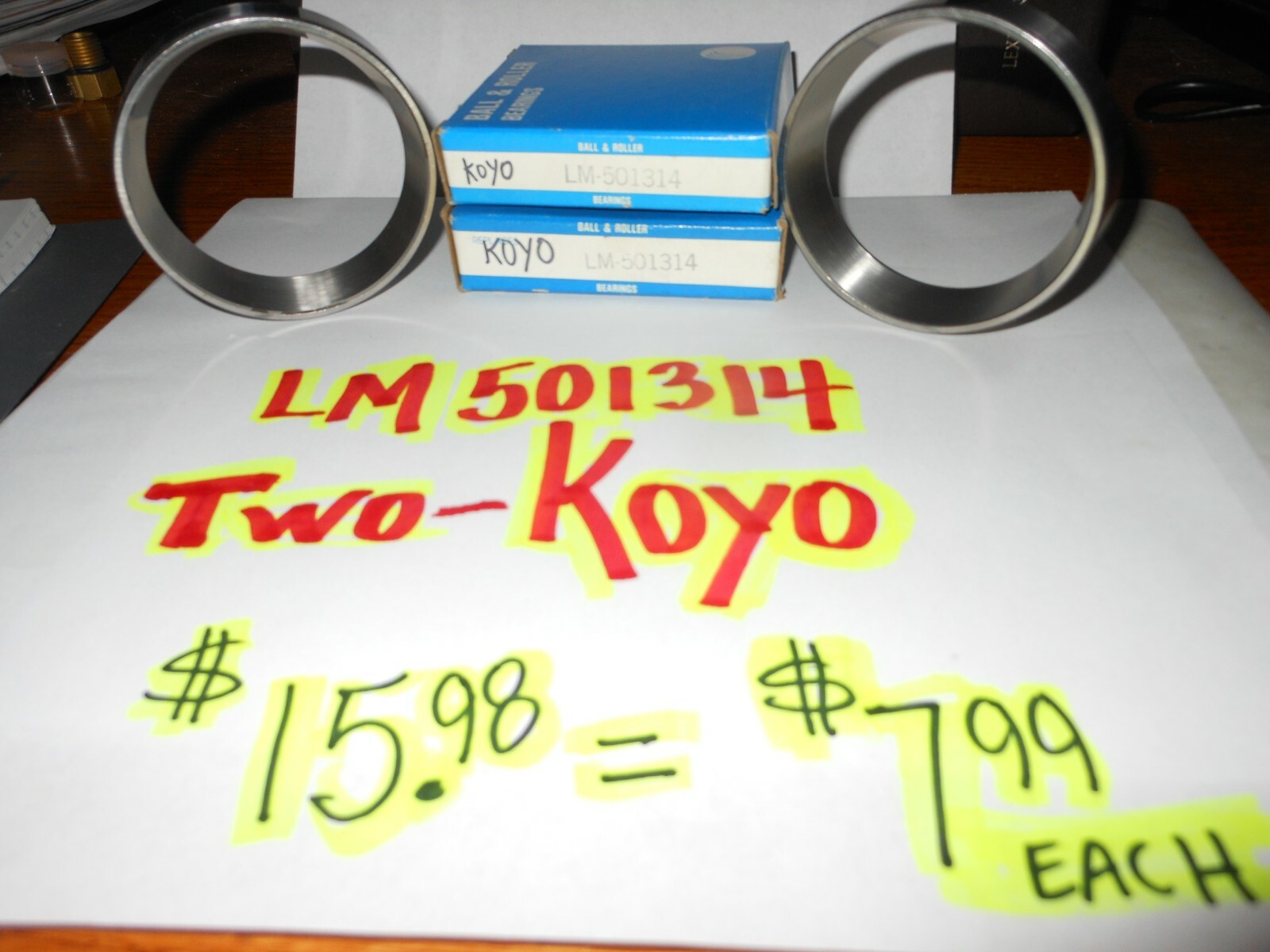 2 PCS. KOYO LM603011 TAPERED ROLLER BEARING RACES= $15.98 = $7.99 EACH=FREE SHIP