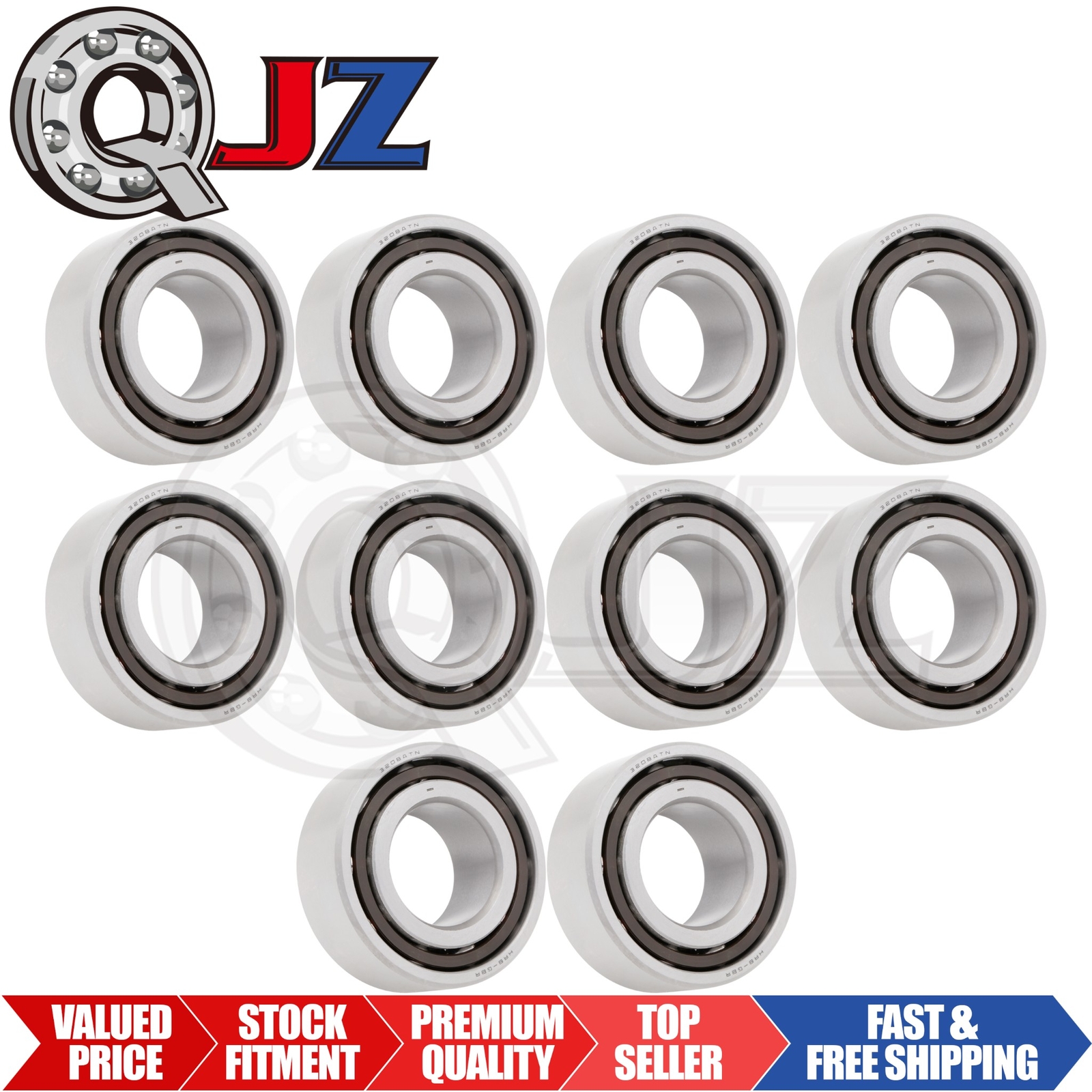 [Qty.10] 3208 Open Angular Contact Ball Bearing [40mm ID x 80mm OD x 30.2mm W]