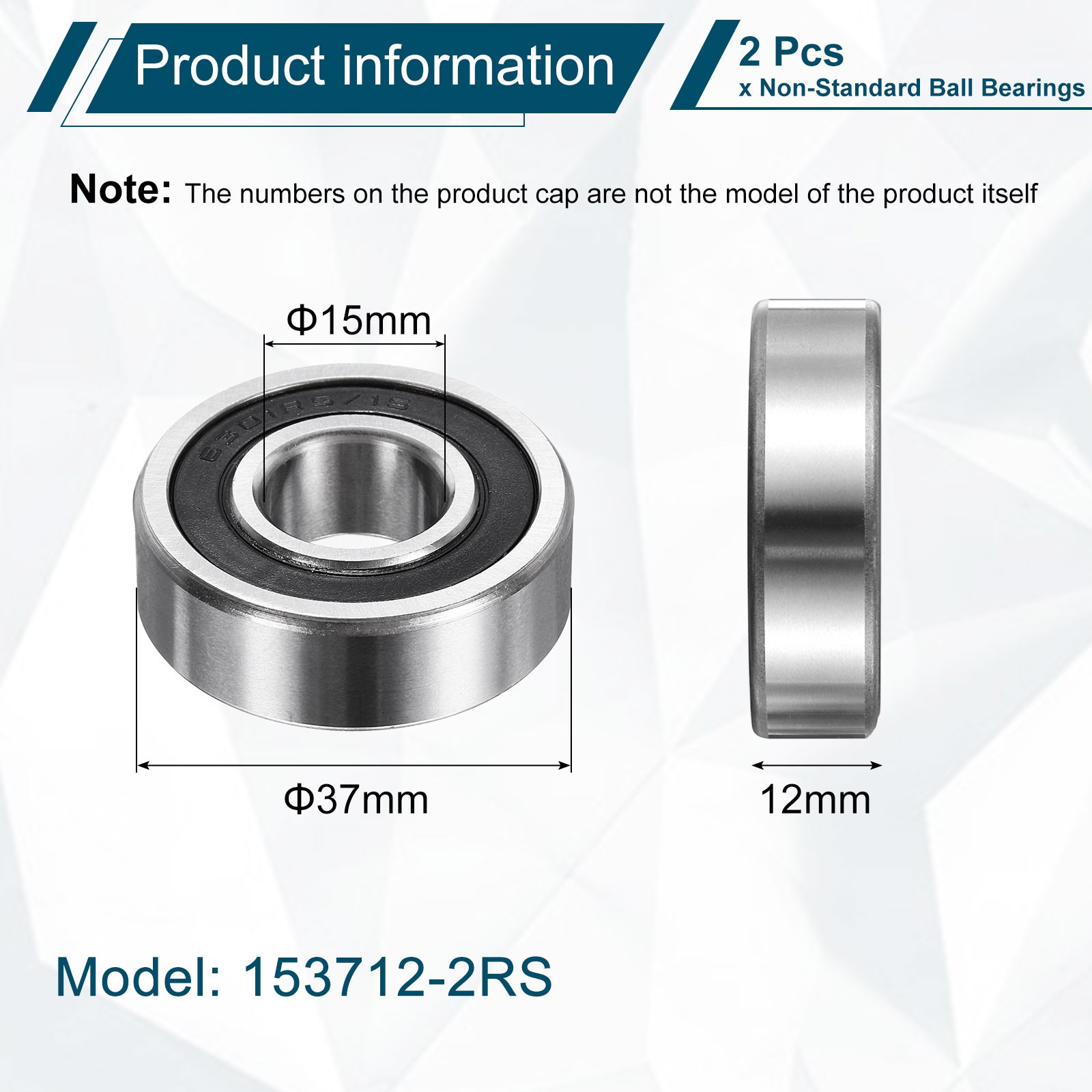 153712-2RS bearings 15x37x12mm 2pcs