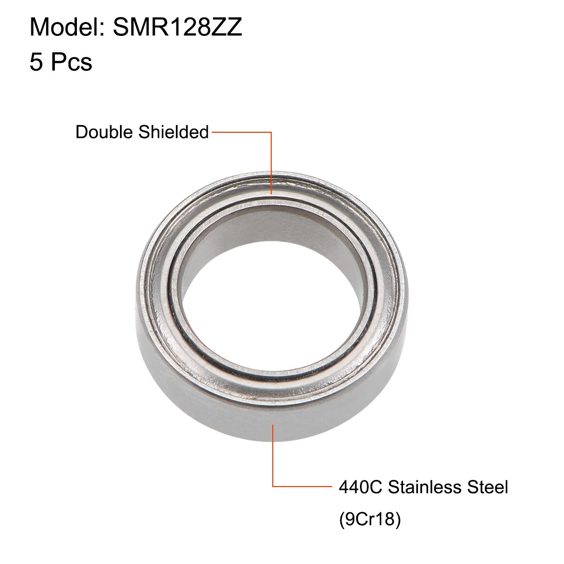 SMR128ZZ Ball Bearings 8x12x3.5mm Double Shielded Stainless Steel 5pcs