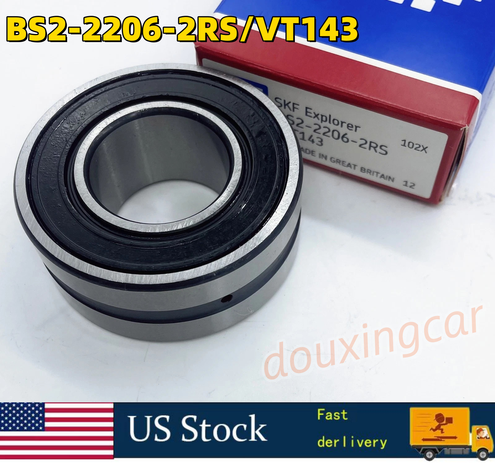 NEW Steel Spherical Roller Bearing BS2‑2206‑2RS/VT143 30x62x25mm