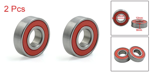 2x 6001RS Double Sealed Deep Groove Ball Bearing 12mm x 28mm x 8mm