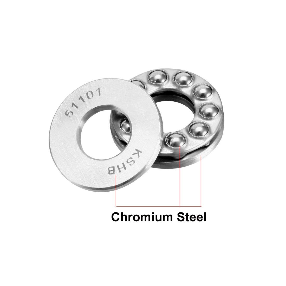 uxcell 51101 Thrust Ball Bearings 12mm x 26mm x 9mm Chrome 12mmx26mmx9mm