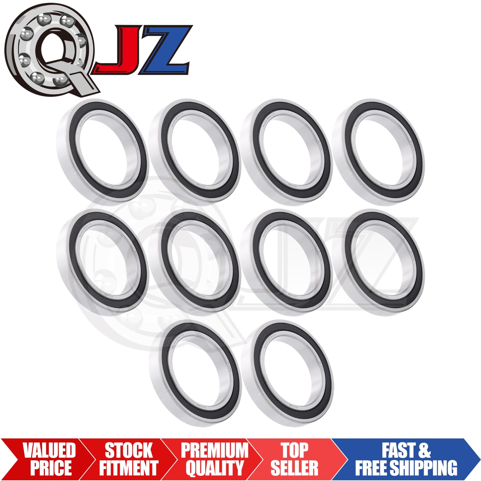 [Qty.10] 6020-2RS Deep Groove Radial Ball Bearing [100mm ID x 150mm OD x 24mm W]