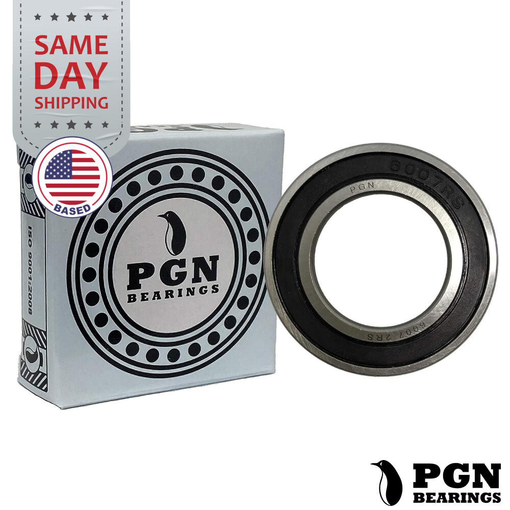 (100) 6007-2RS Premium Rubber Seal Ball Bearing C3 EMQ, 35x62x14 6007 2RS 6007rs