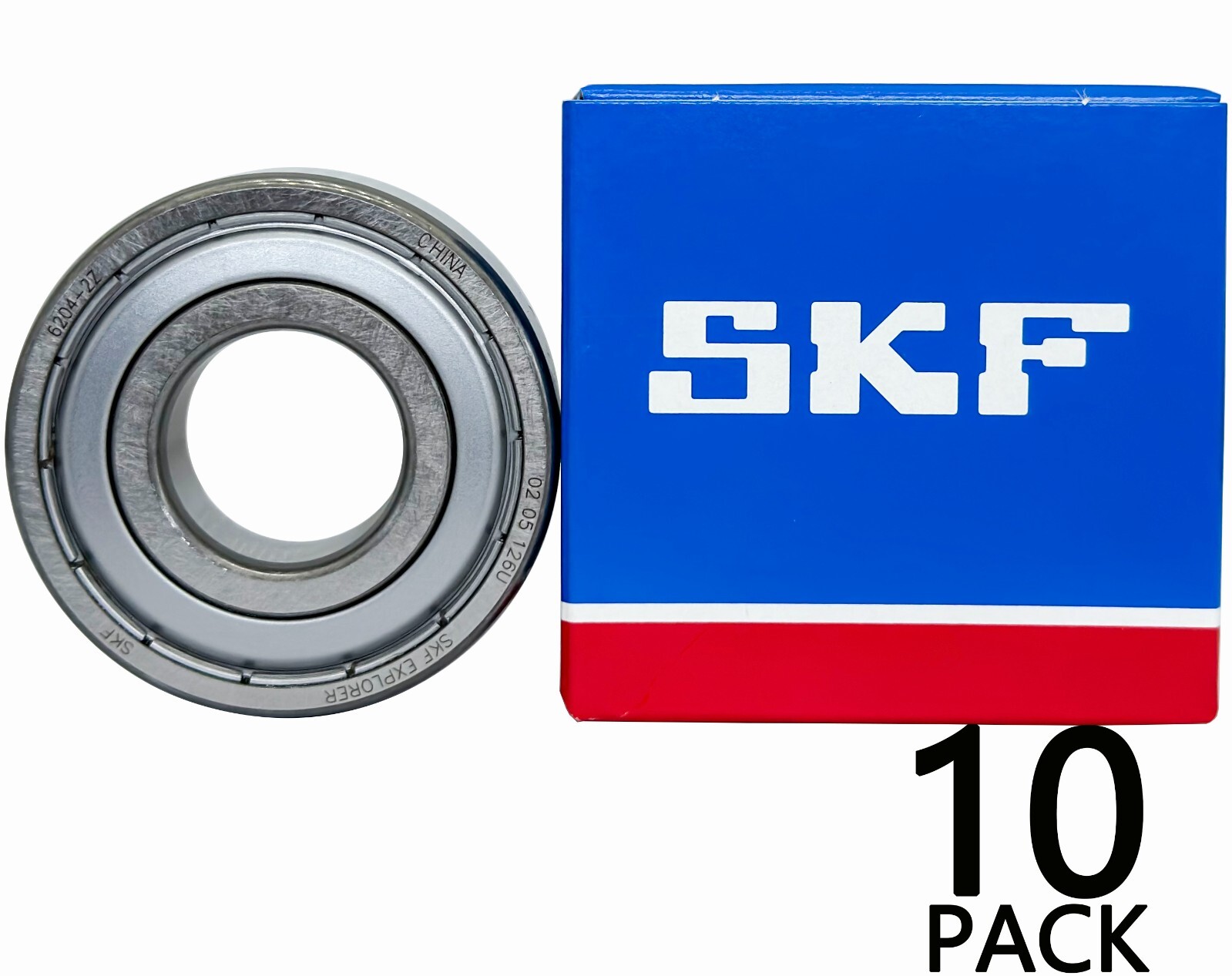 10PACK SKF 6204-2Z 20X47X14MM Double Metal Seal Bearings 6204ZZ