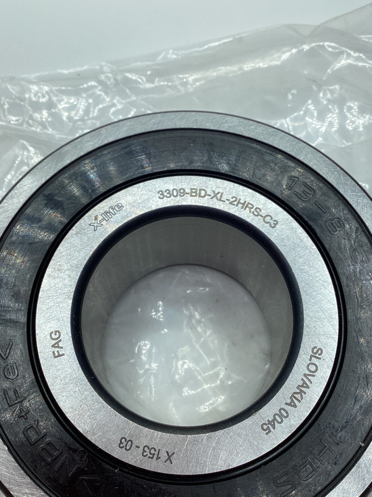 FAG 3309-BD-XL-2HRS-C3 Double Row Angular Contact Bearing, X-life, Steel