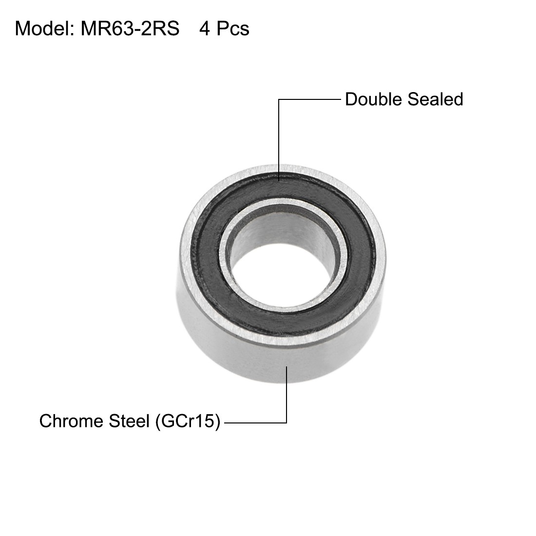 MR63-2RS Ball Bearings Z2 3x6x2.5mm Double Sealed Chrome Steel 4pcs
