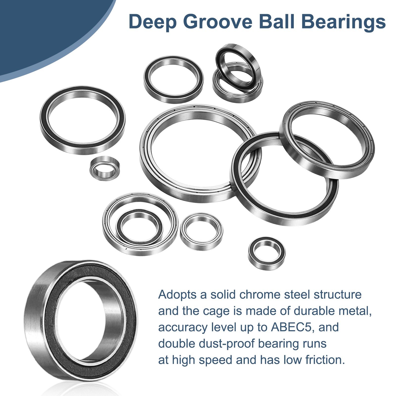 5 Pack 10 x 15 x 4mm 6700 2RS Deep Groove Ball Bearings, ABEC5