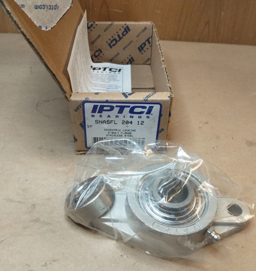 IPTCI Bearings 3/4″, SNASFL 204 12 Eccentric Locking 2-Bolt Flange SST