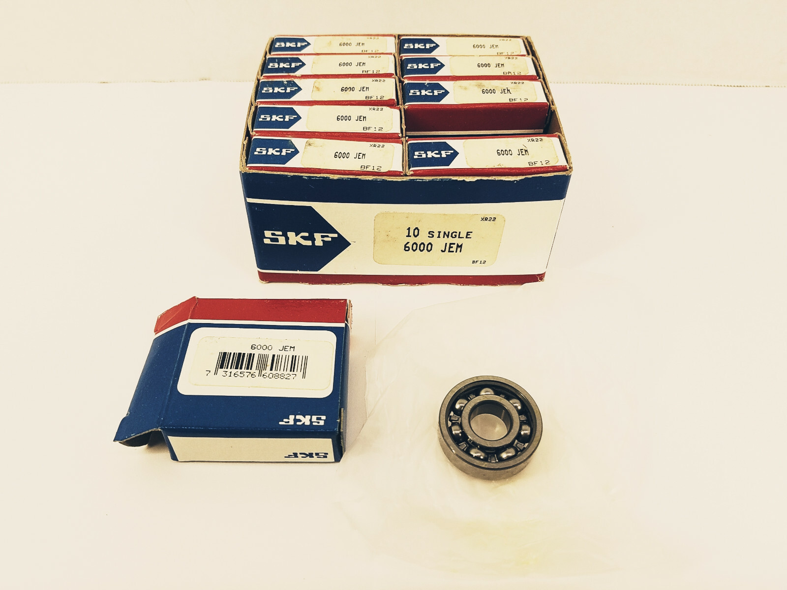 (Box of 10) SKF 6000 JEM Radial/Deep Groove Ball Bearing – New