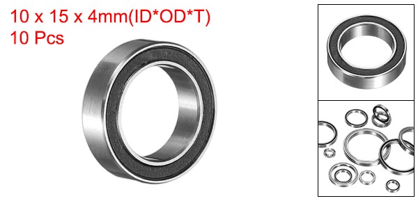10 Pcs 10x15x4mm 6700 2RS Deep Groove Ball Bearings Chrome Steel Double Shield