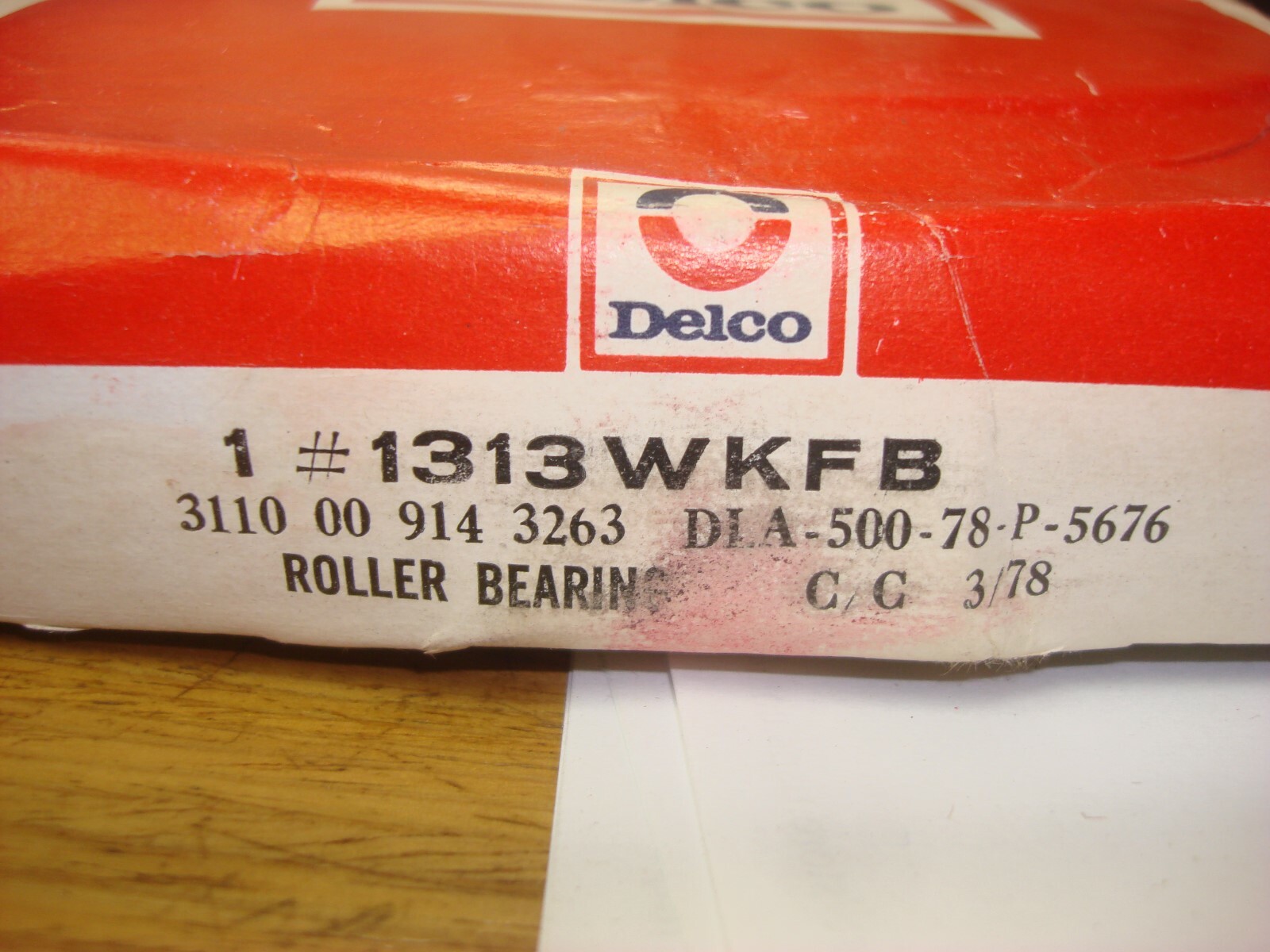 New NDH Delco Cylindrical Roller Bearing P/N: 1313WKFB NSN: 3110-00-914-3263