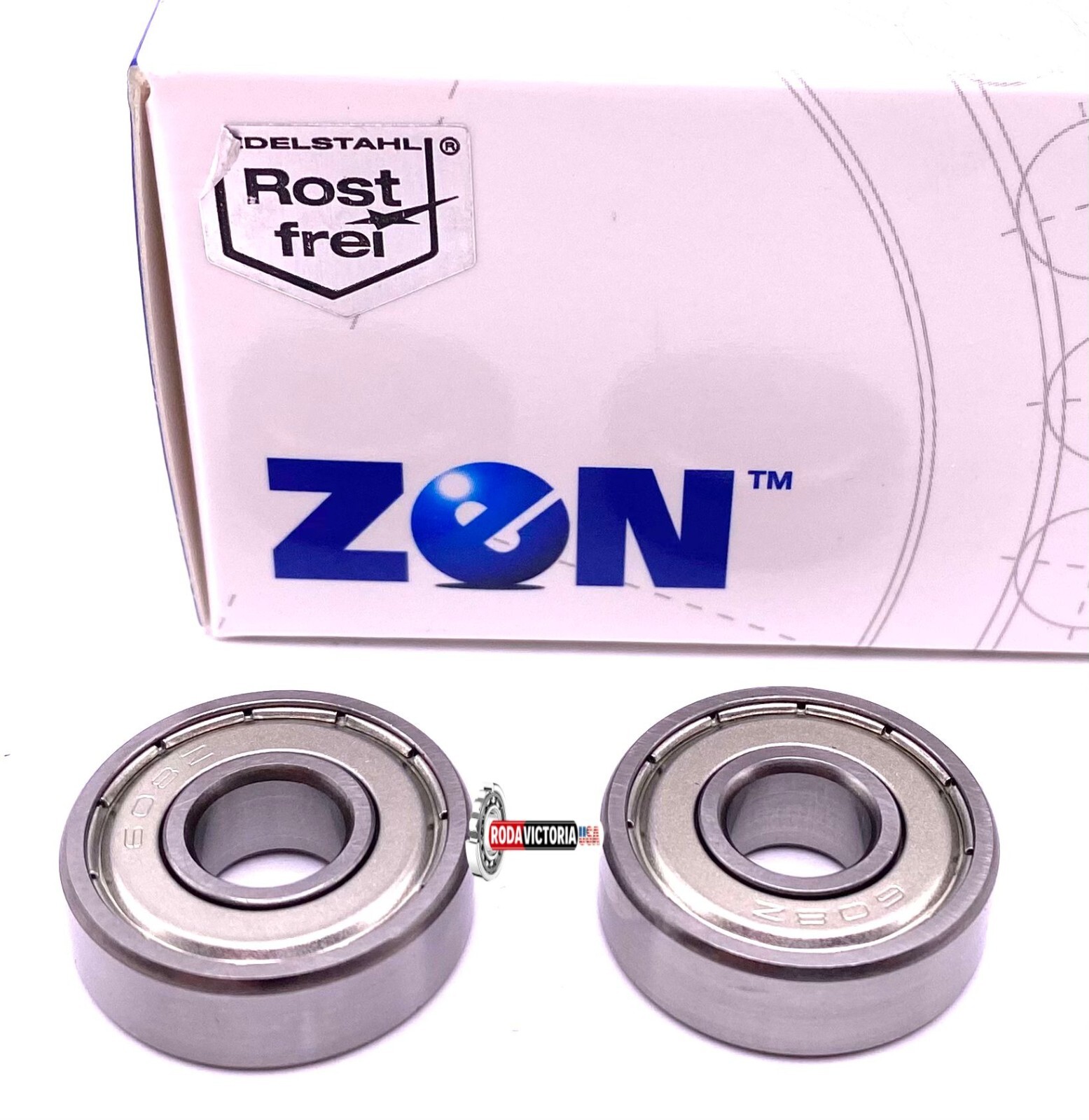 ZEN 608 ZZ (Qty. 2) Deep Groove Ball Bearing, Metal Shielded 8x22x7 mm