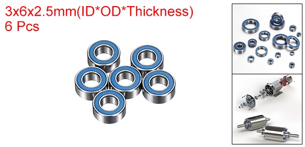 6 Pcs 3x6x2.5mm MR63-2RS Deep Groove Bearing Double Sealed Chrome Steel P5