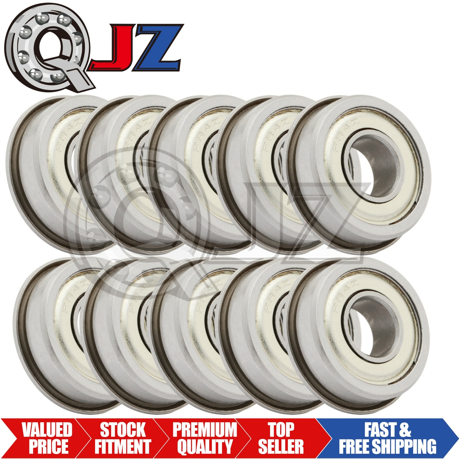 [10-Pack] FR4-ZZ Deep Groove Flanged Ball Bearing 1/4″ ID x 5/8″ OD x 0.196″ W