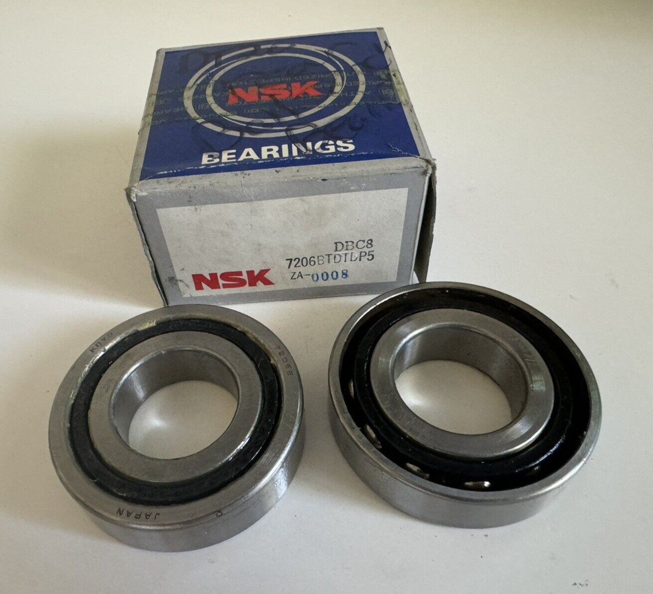 NSK 7206BTDTLP5 1 Row Angular Contact Ball Bearing, Qty 2