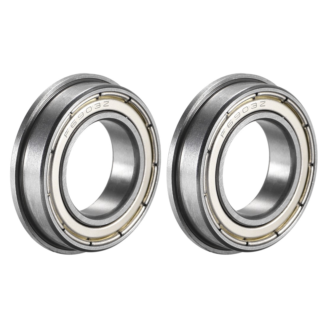 F6903ZZ Flange Ball Bearing 17x30x7mm Double Shielded Chrome Steel 2Pcs
