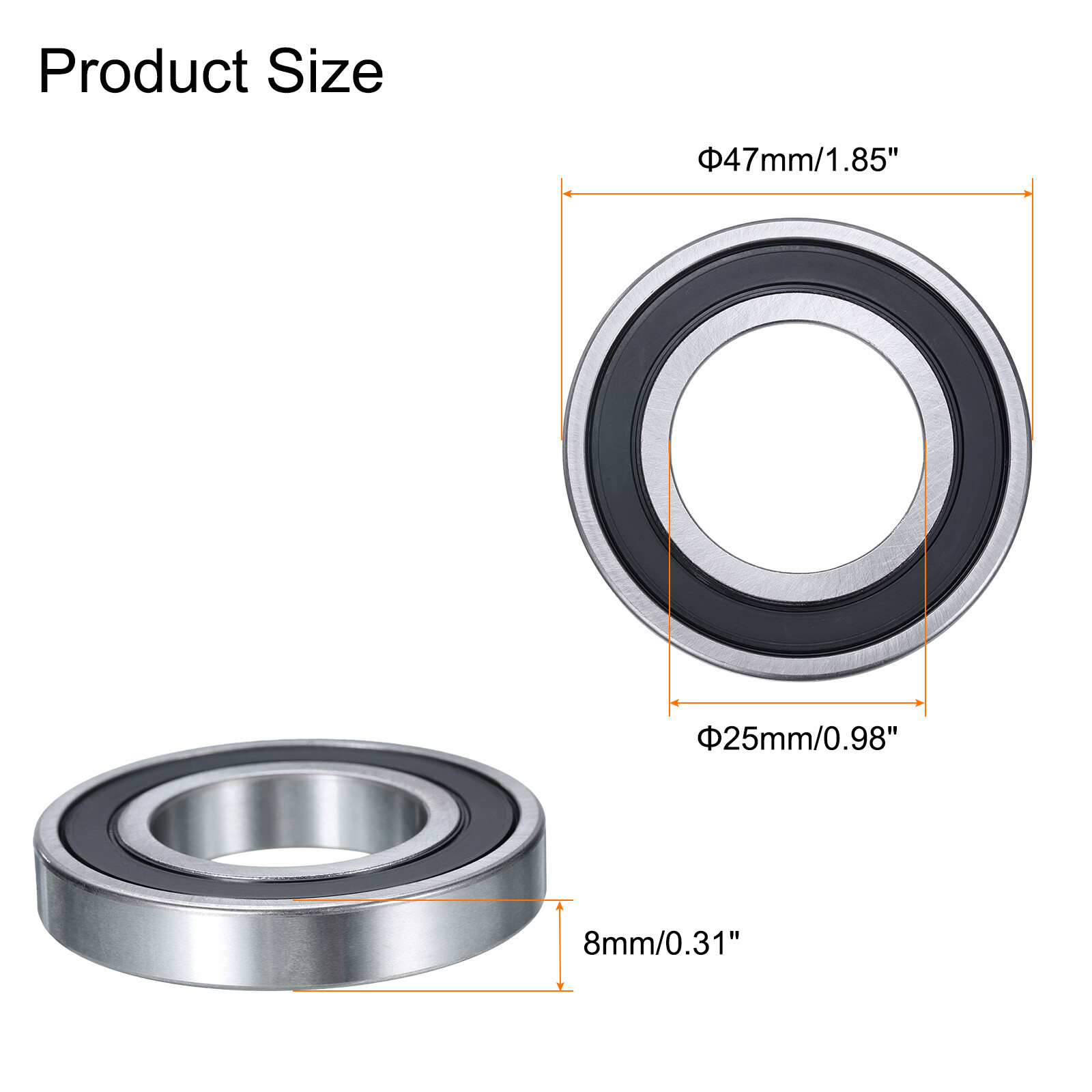 4 Pcs 16005-2RS Deep Groove Ball Bearing, 25x48x8 mm Double Sealed Bearing Z3
