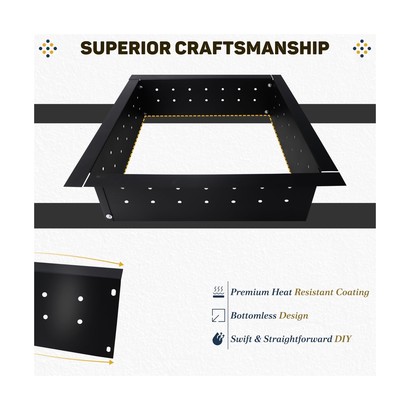 Square Smokeless Fire Pit Insert 29 Inch Carbon Steel Outdoor