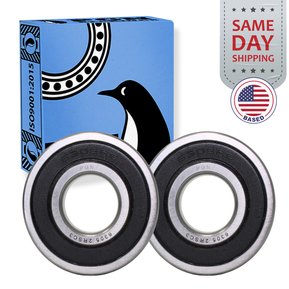 (2) 6305-2RS Premium Rubber Seal Ball Bearing C3 EMQ, 25x62x17, 6305 2RS 6305rs