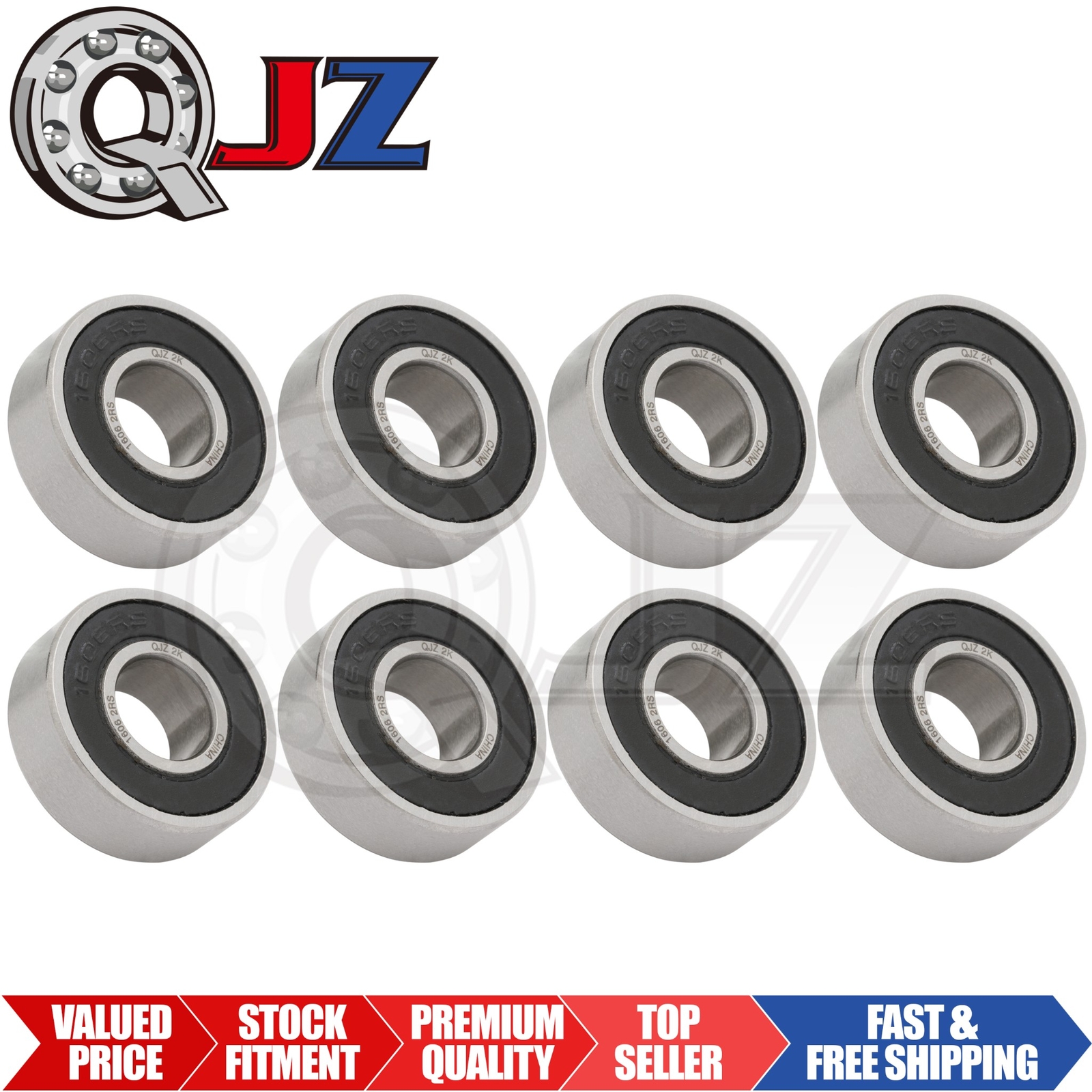 [Qty.8] 1606-2RS Deep Groove/Radial Ball Bearing [3/8″ ID x 29/32″ OD x 5/16″ W]