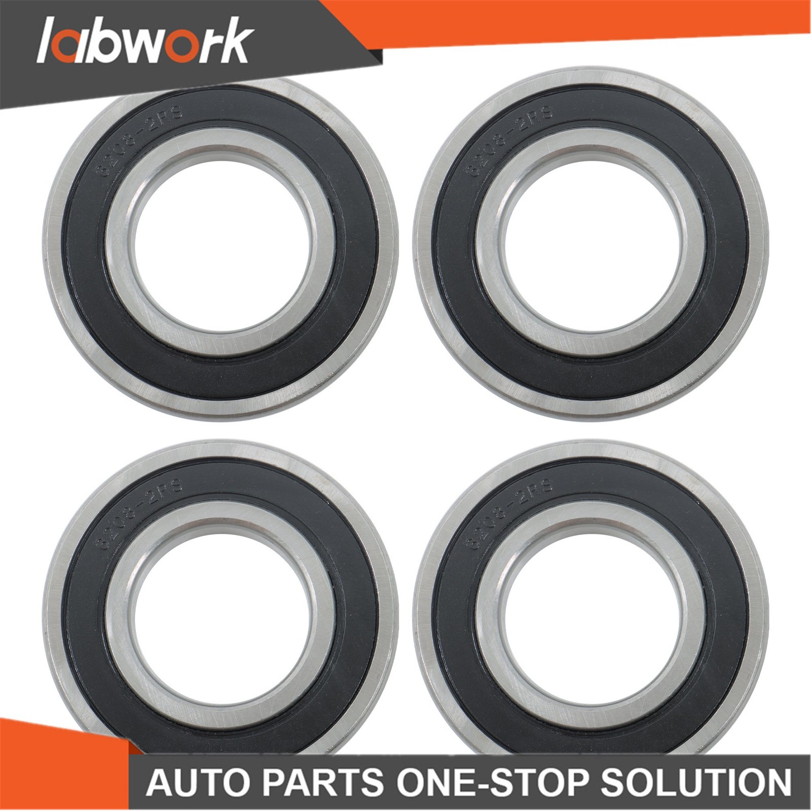 Labwork 6208-2RS Deep Groove Bearings 4pcs 40mm x80mm x18mm Rubber Sealed