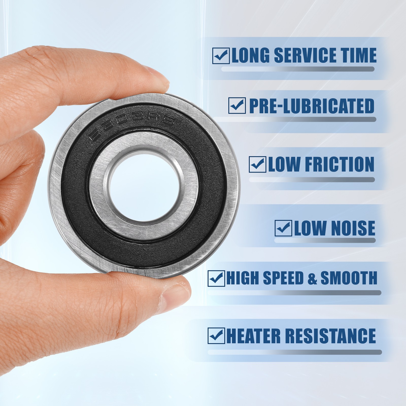 Universal Double Rubber Seal Single Row Deep Groove Ball Bearings Pack of 10