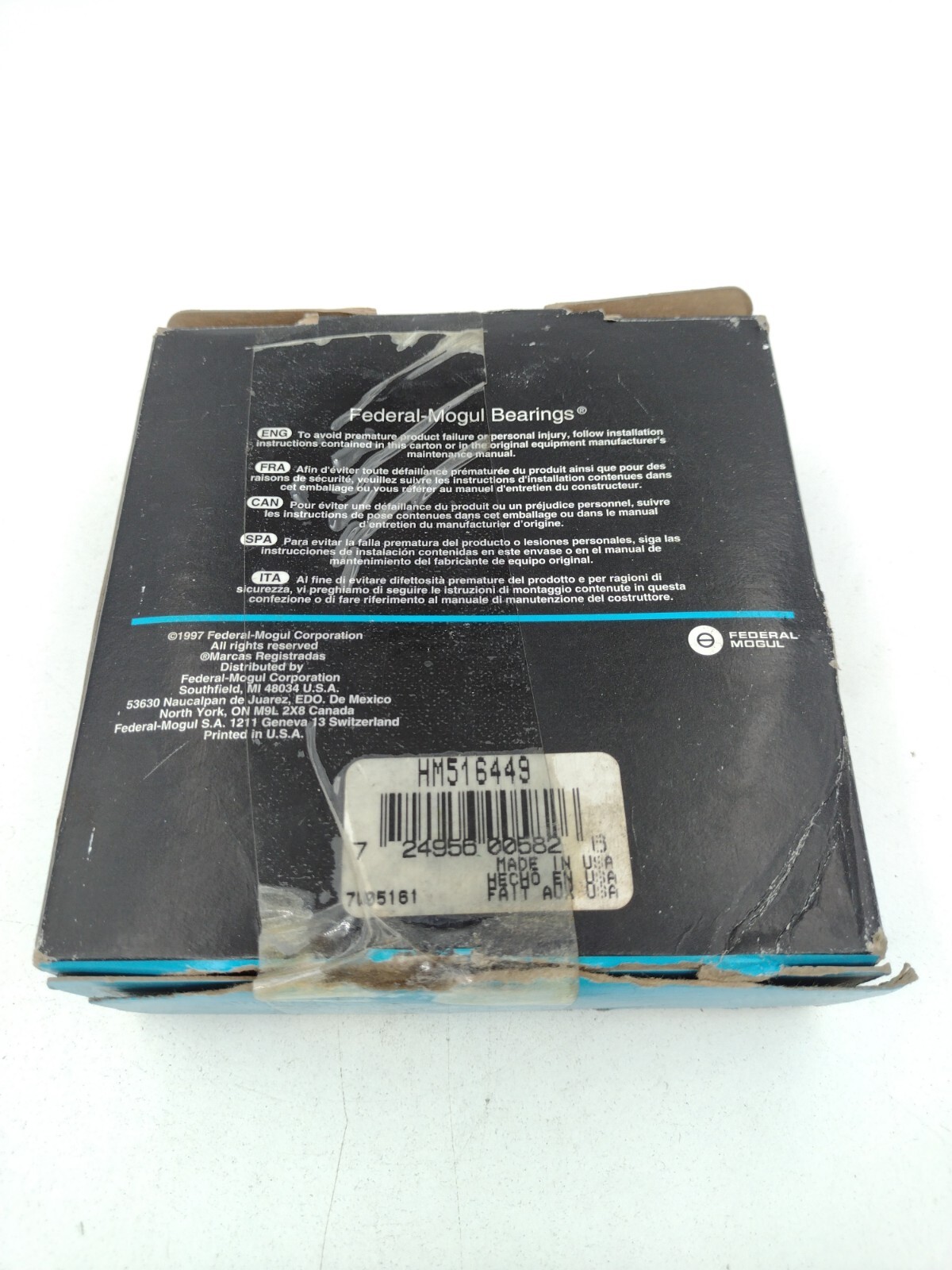 Bower Federal Mogul BCA HM516449 Tapered Roller Bearing Cone 3-1/4″ Bore