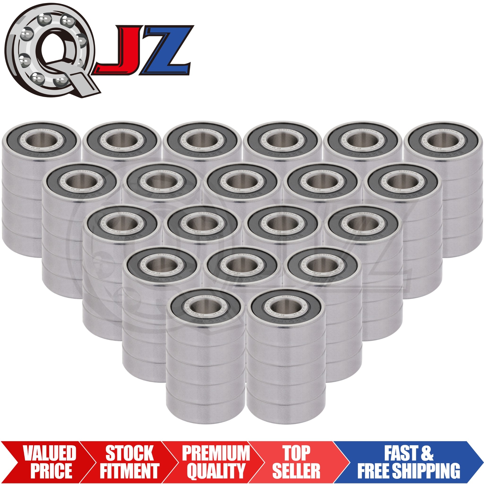 [Qty.100] 6201-2RS Deep Groove Radial Ball Bearing [12mm ID x 32mm OD x 10mm W]