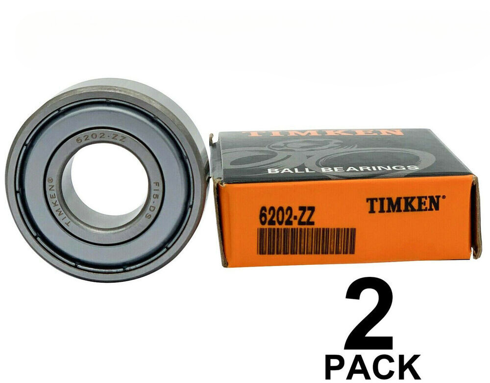 2PACK TIMKEN 6202-ZZ 15X35X11MM Double Metal Seal Ball Bearings