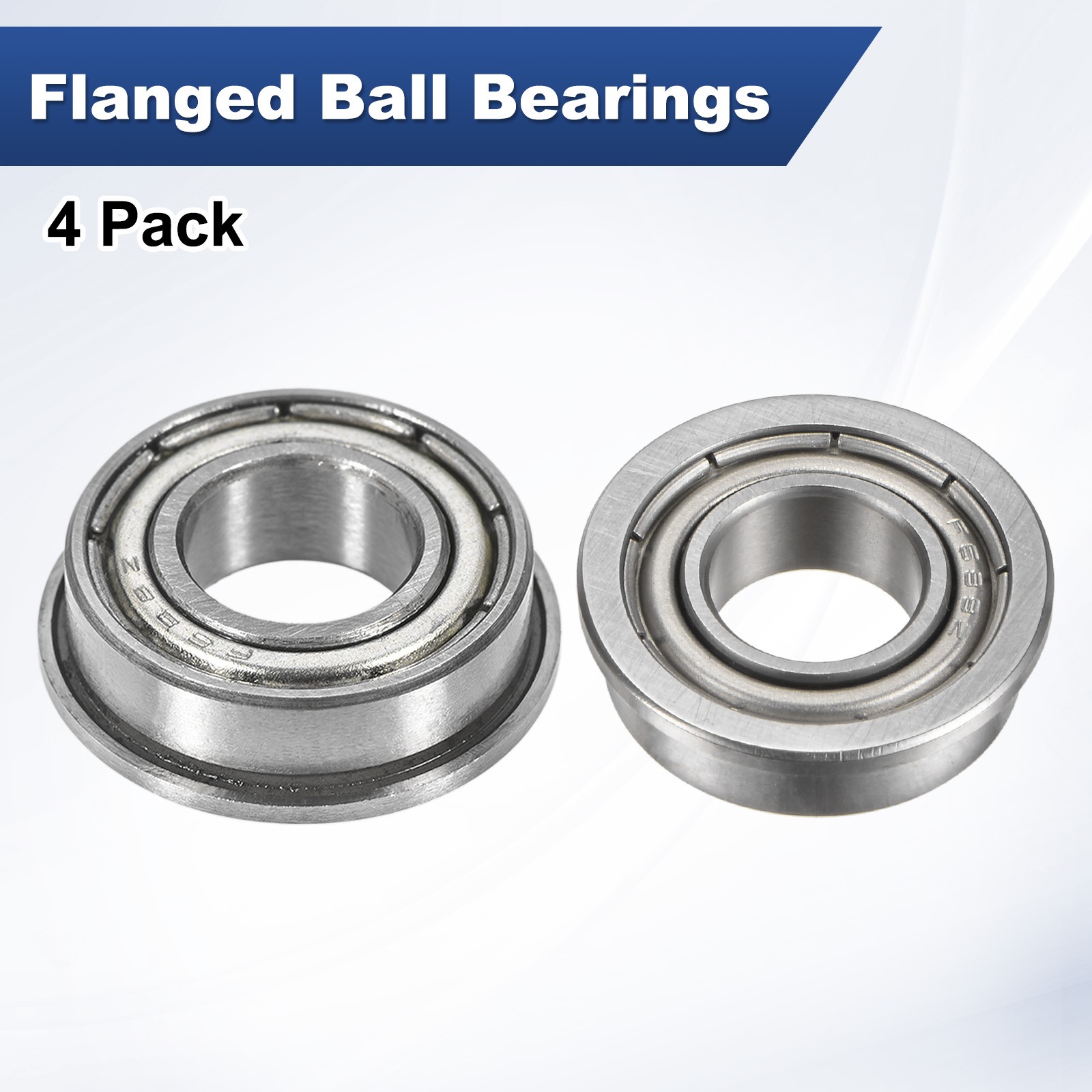 4-Pack F688ZZ Flanged Ball Bearing, 8x16x5mm Metal Sealed Chrome Steel