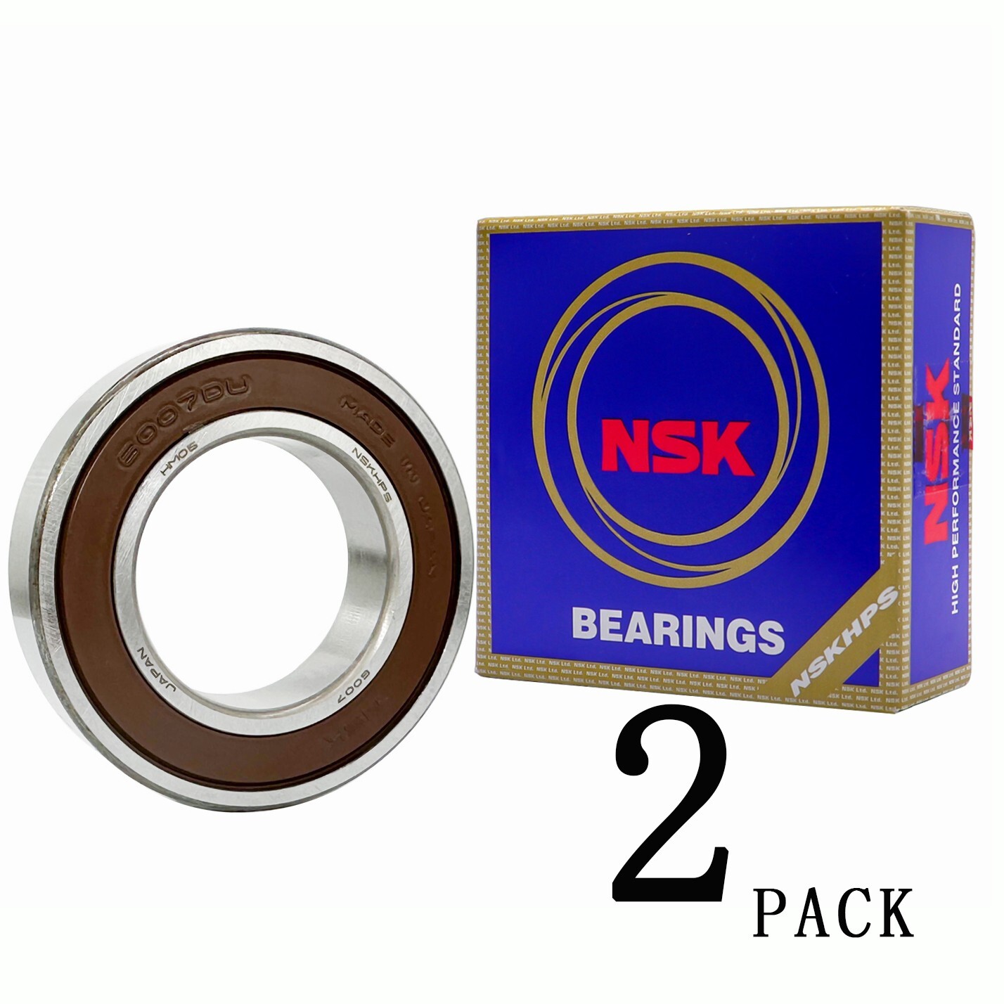 2PCS NSK 6007DDU 6007VV 35X62X14MM Double Rubber Bearings Made In Japan 6007-2RS