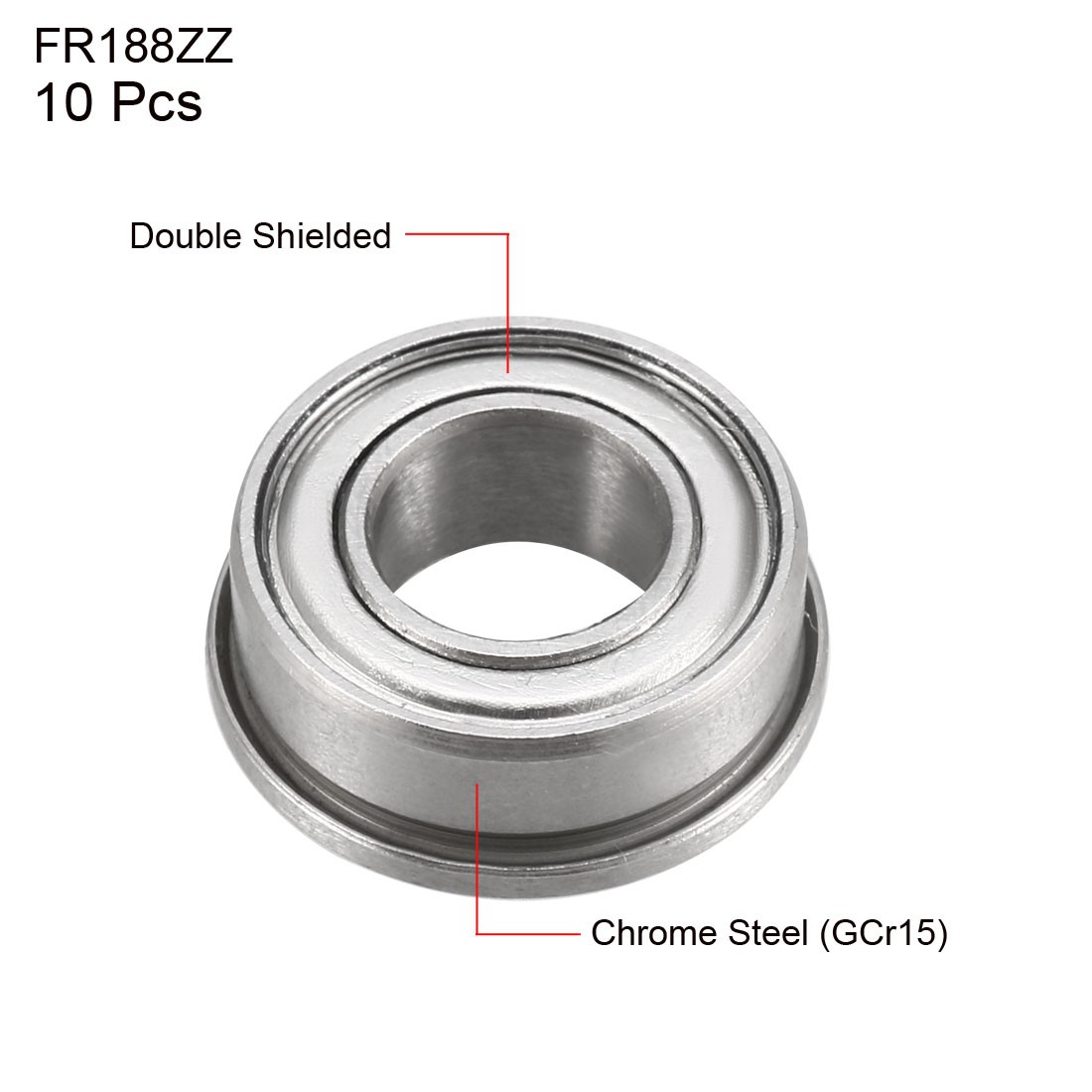 10x FR188ZZ Flange Deep Groove Ball Bearings Double Shielded Chrome Steel