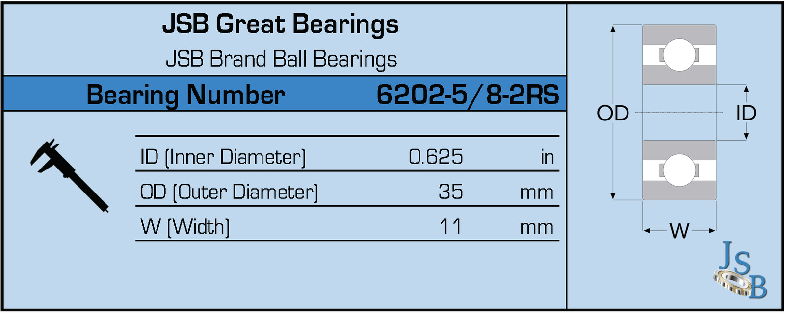 6202-5/8-2RS High Quality Two Side Rubber Seal Ball Bearing 6202-10-2RS 5/8” ID
