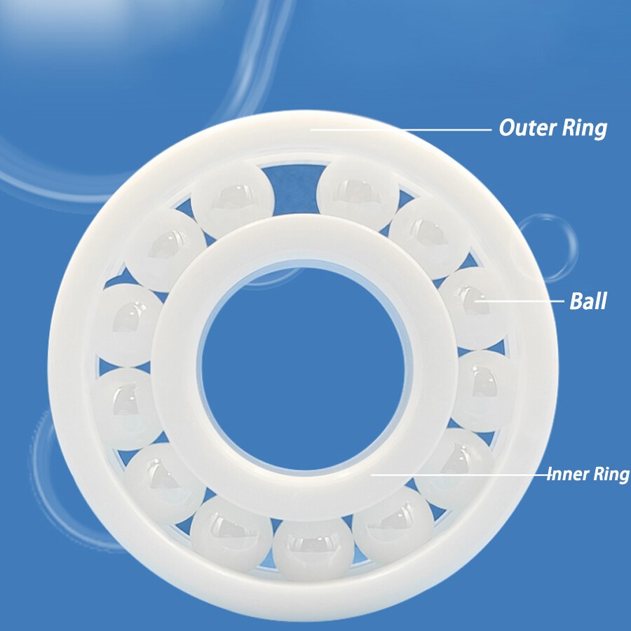 Zro2 Full Ball Ceramic Bearing Inner Dia 3mm-60mm Zirconia Dioxide Ball Bearing