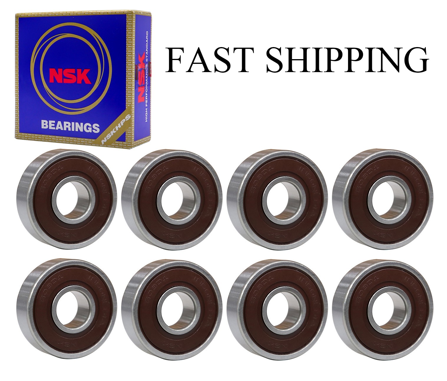 (8 PACK) NSK 608-2RS 8X22X7mmPrecision Rotating Quiet High Speed Bearings 608RS