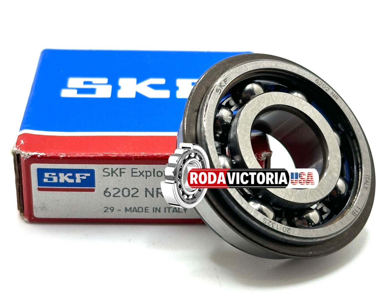 SKF 6202 NR BALL BEARING, OPEN TYPE, NO SEALS + SNAP RING 15x35x11