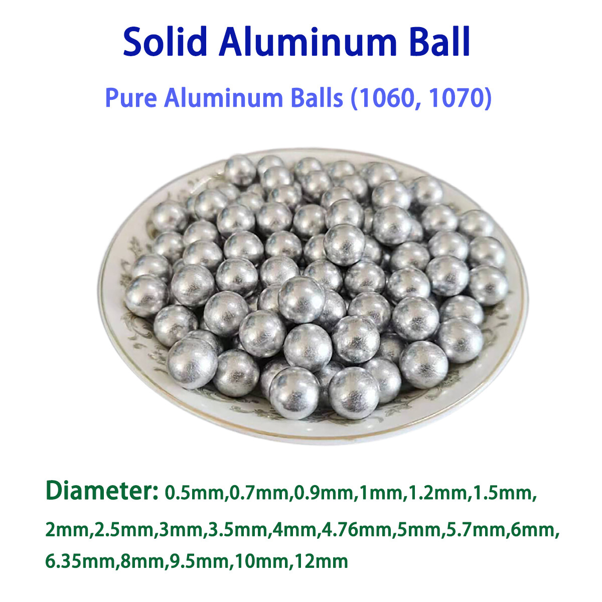 Aluminum Beads – 0.5mm to 12mm Diameter, 1070 Grade, Solid Aluminum Ball Bearing
