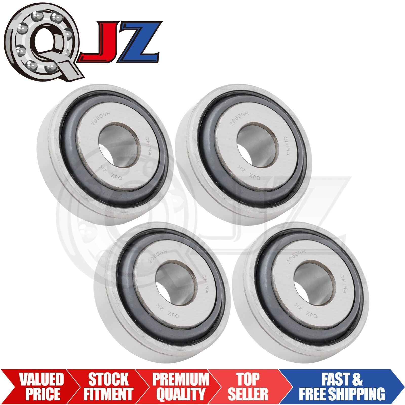 [Qty.4] 206GGH Agricultural Special AG Bearing [0.756″ ID x 2.44″ OD x 0.63″ W]