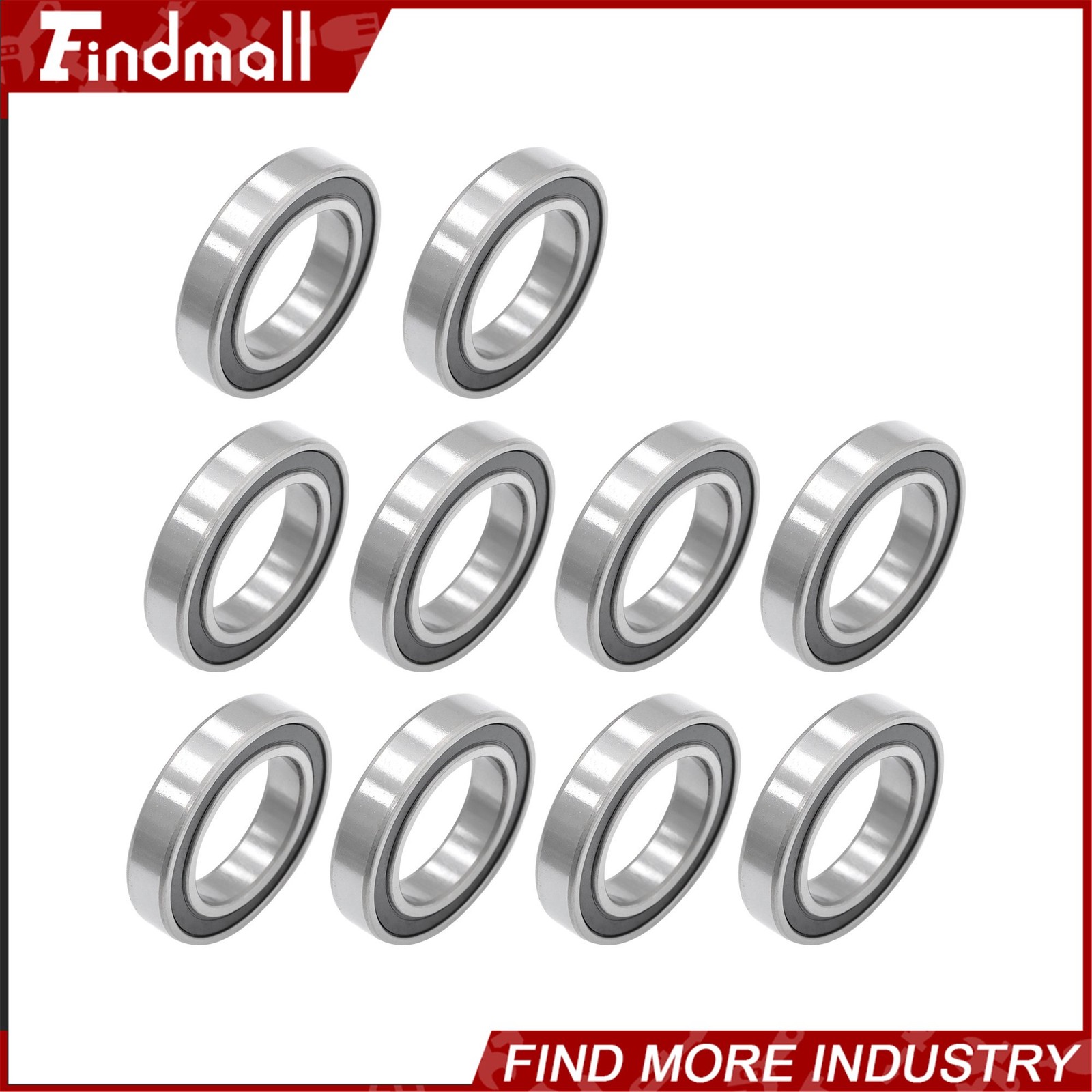 Findmall 6010-2RS Deep Groove Bearings 10pack 50x80x16mm Rubber Sealed Set