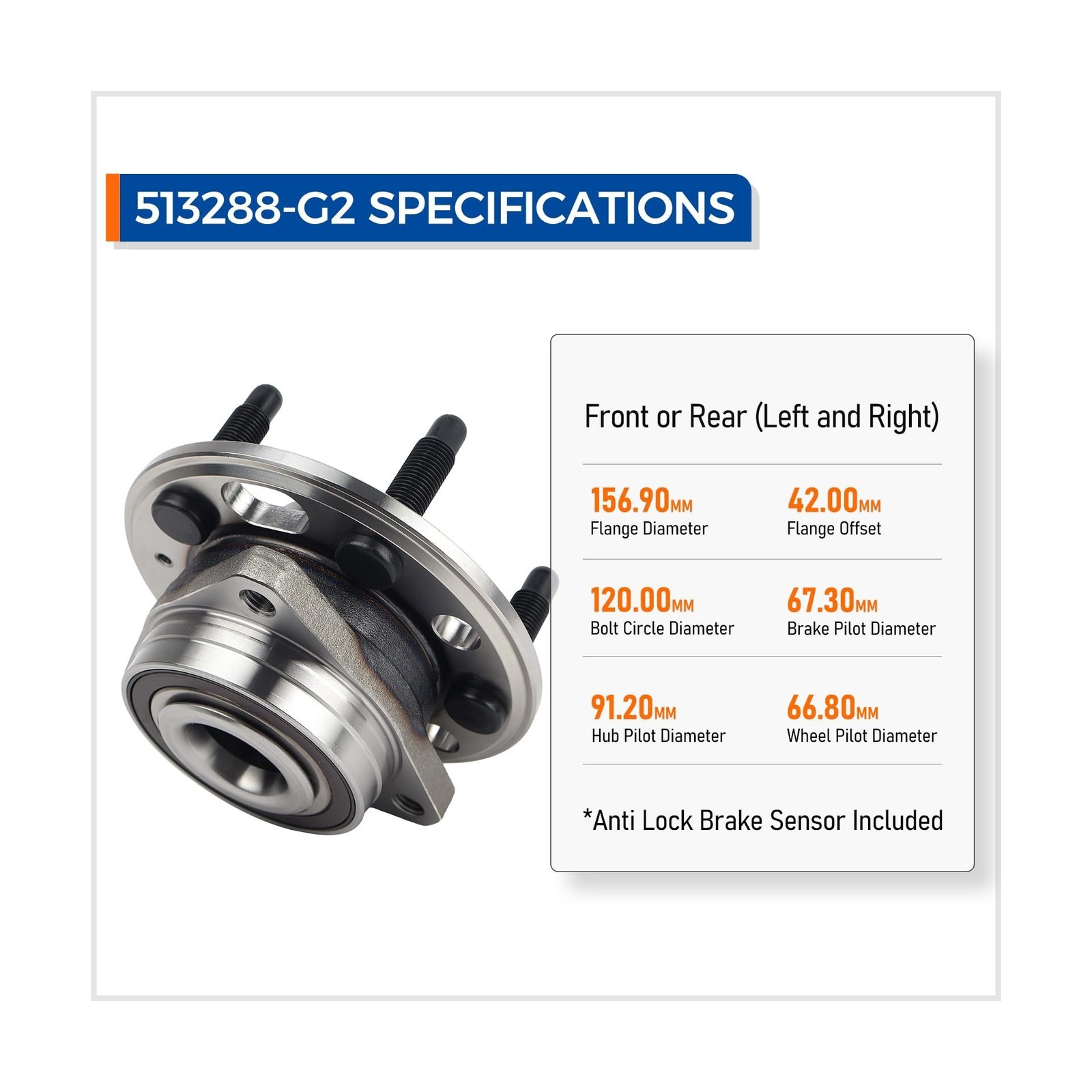 PAROD Pair 513288 Front/Rear Wheel Hub Bearing Assembly Compatible with Chevy…