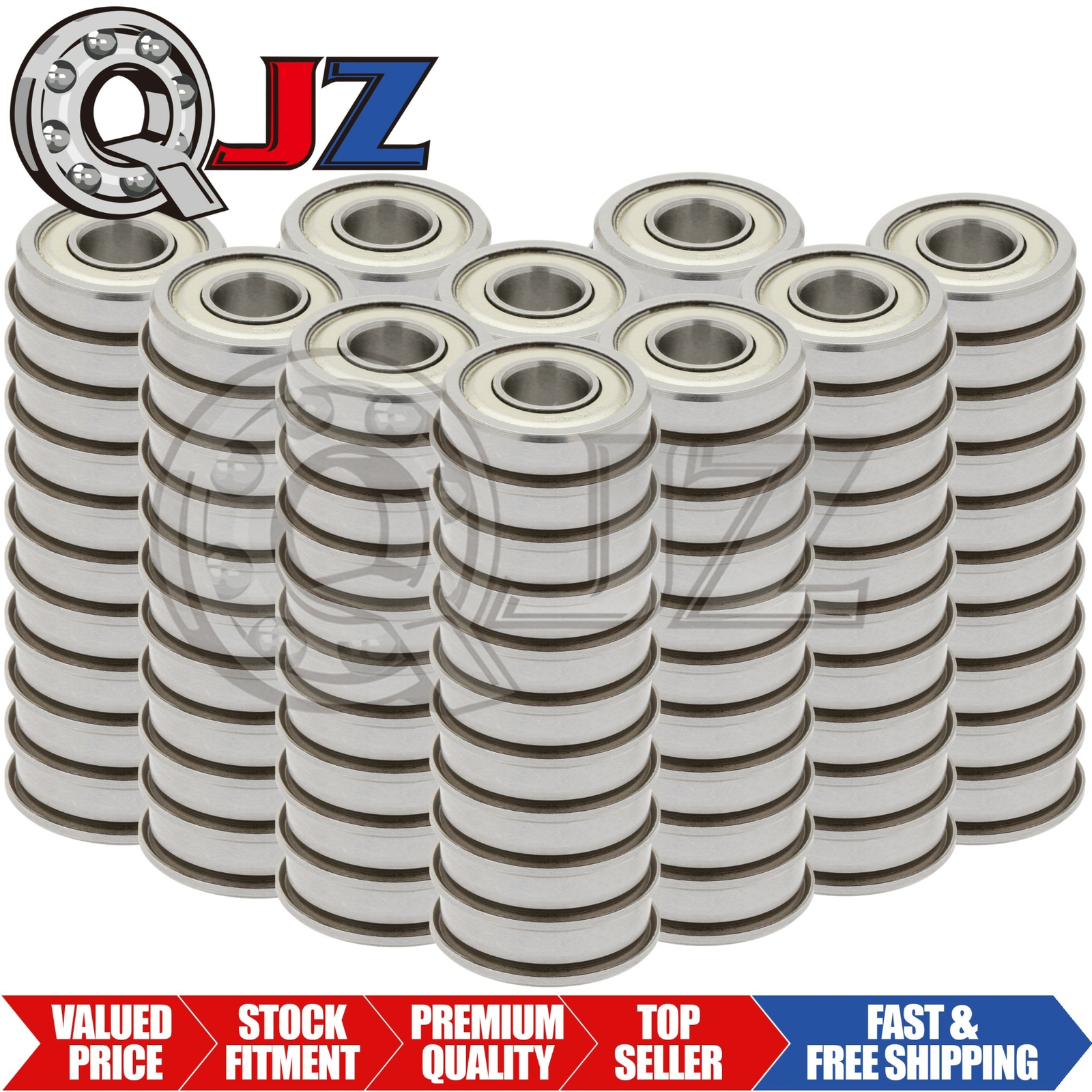 [100-Pack] FR4-ZZ Deep Groove Flanged Ball Bearing 1/4″ ID x 5/8″ OD x 0.196″ W