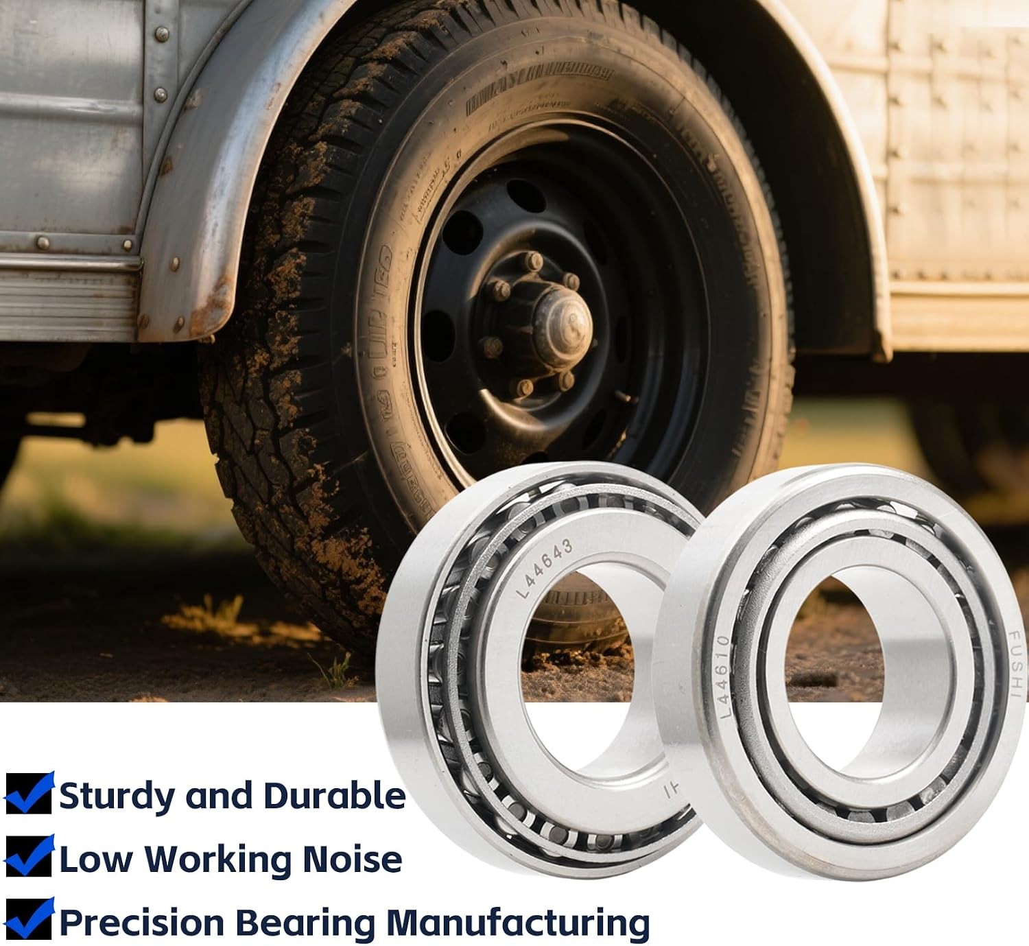 2 Set Fits for 1” Axles Trailer Wheel Hub Bearings Kit, L44643/L44610,1.000″ ID