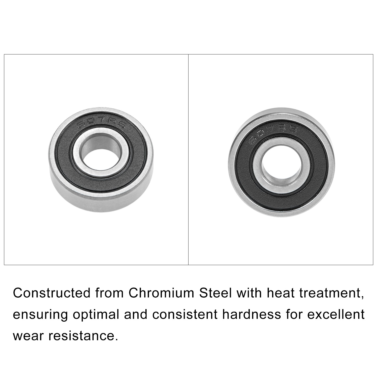 Deep Groove Ball Bearings 607-2RS 7mmx19mmx6mm 2Pcs Chromium Steel Double Sealed