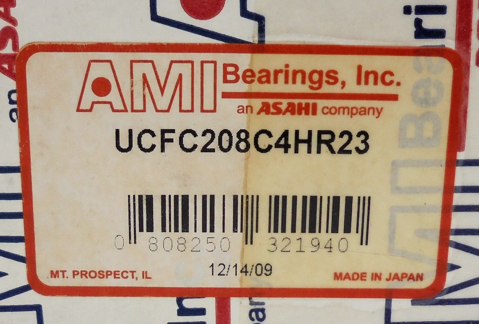 AMI UCFC208C4HR23 FLANGE MOUNT, BALL BEARING UNIT 40mm BORE 4-BOLT