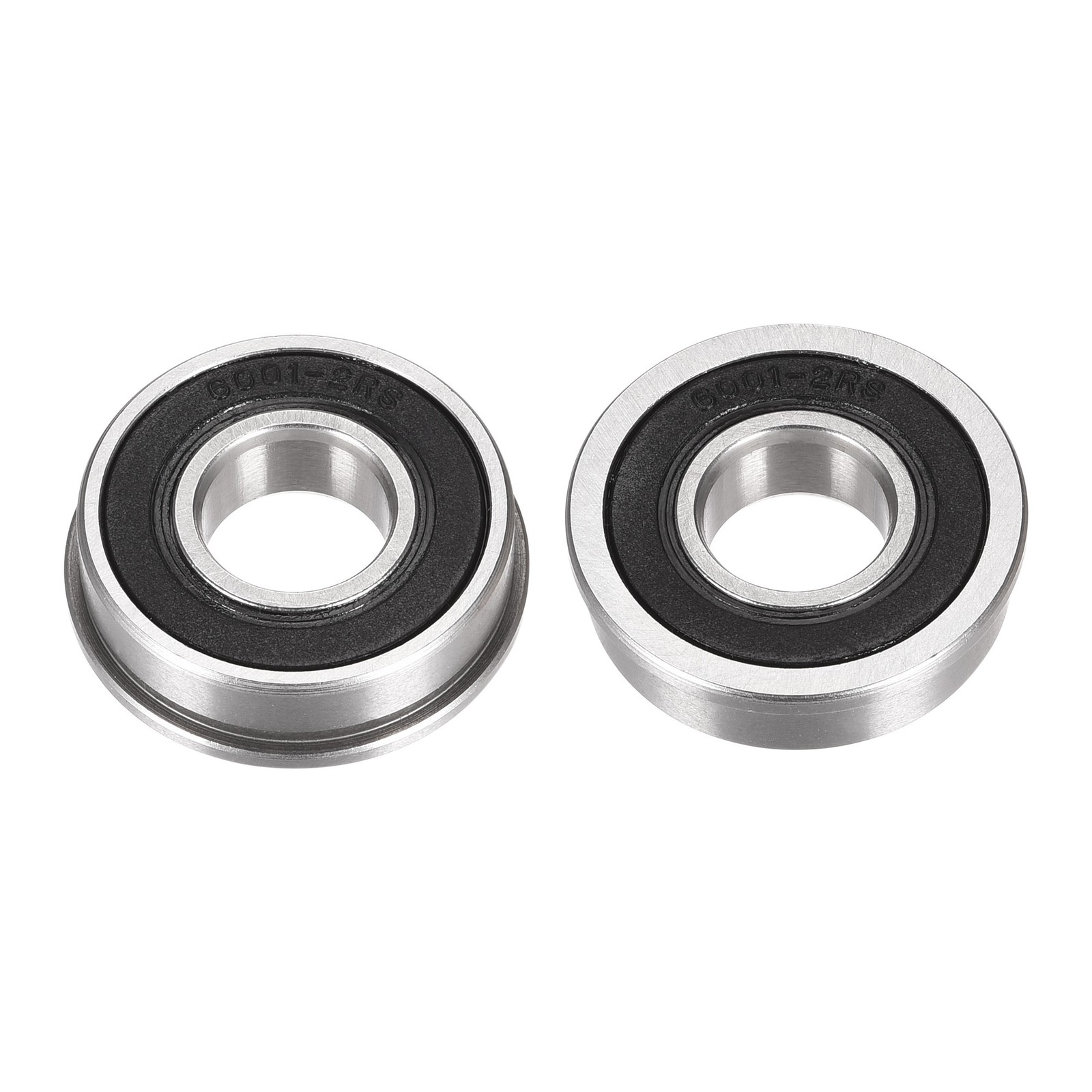F6001-2RS Flange Ball Bearing 12x28x8mm Double Sealed Chrome Steel Bearing 4Set