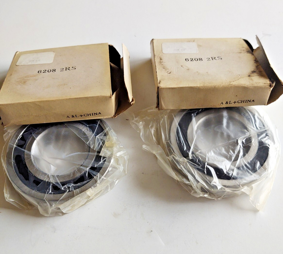 Lot of (2) A&L 6208 2RS Double Rubber Seal Ball Bearings