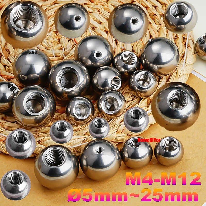 Round Ball 304 Stainless Steel Blind Hole Balls Threaded M2 M3 M4-M12 Ø 5mm~25mm