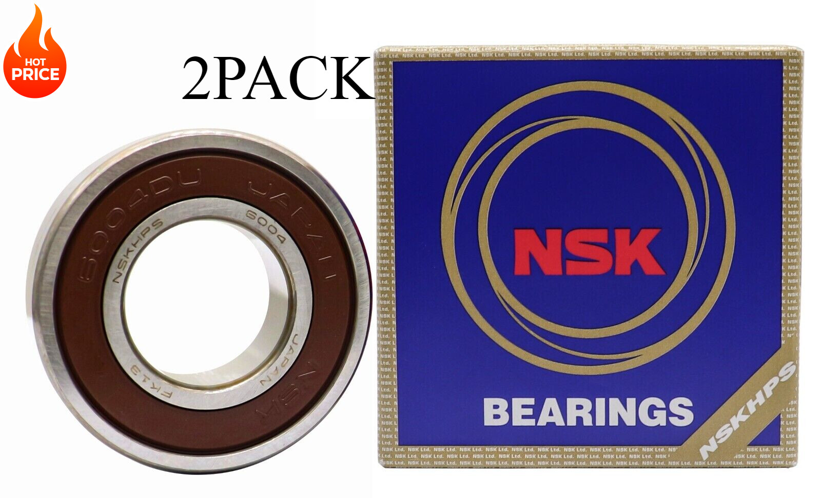 2PACK NSK 6004DDU 20X42X12MM MADE IN JAPAN Double Rubber Seal Bearings